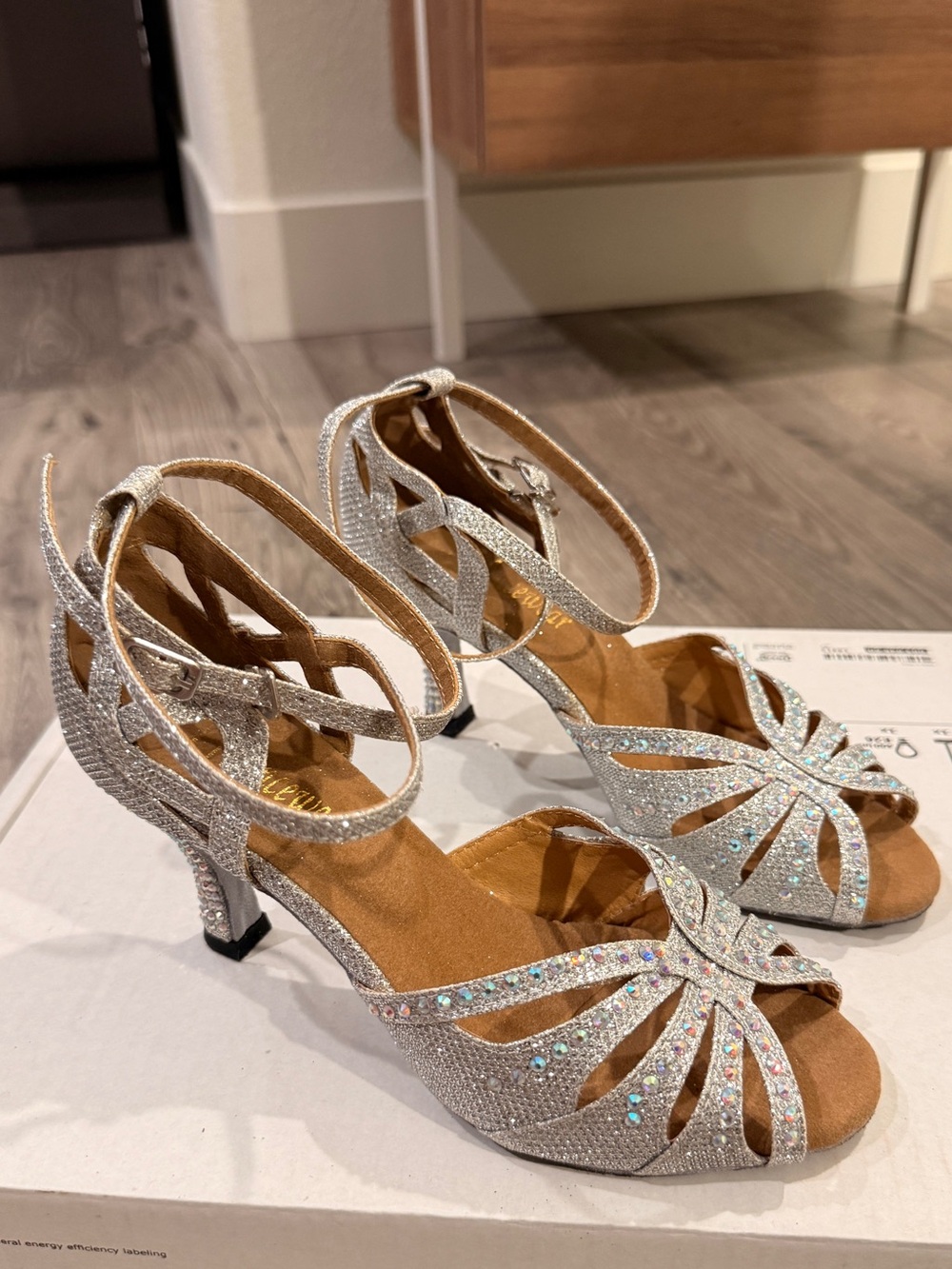 Latin ballroom rhinestone shoes